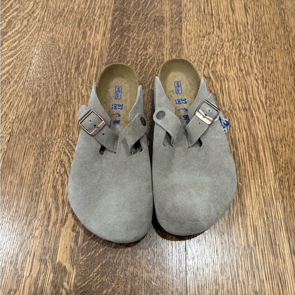 Birkenstock Gray Mules with Contoured Footbed and Adjustable Strap